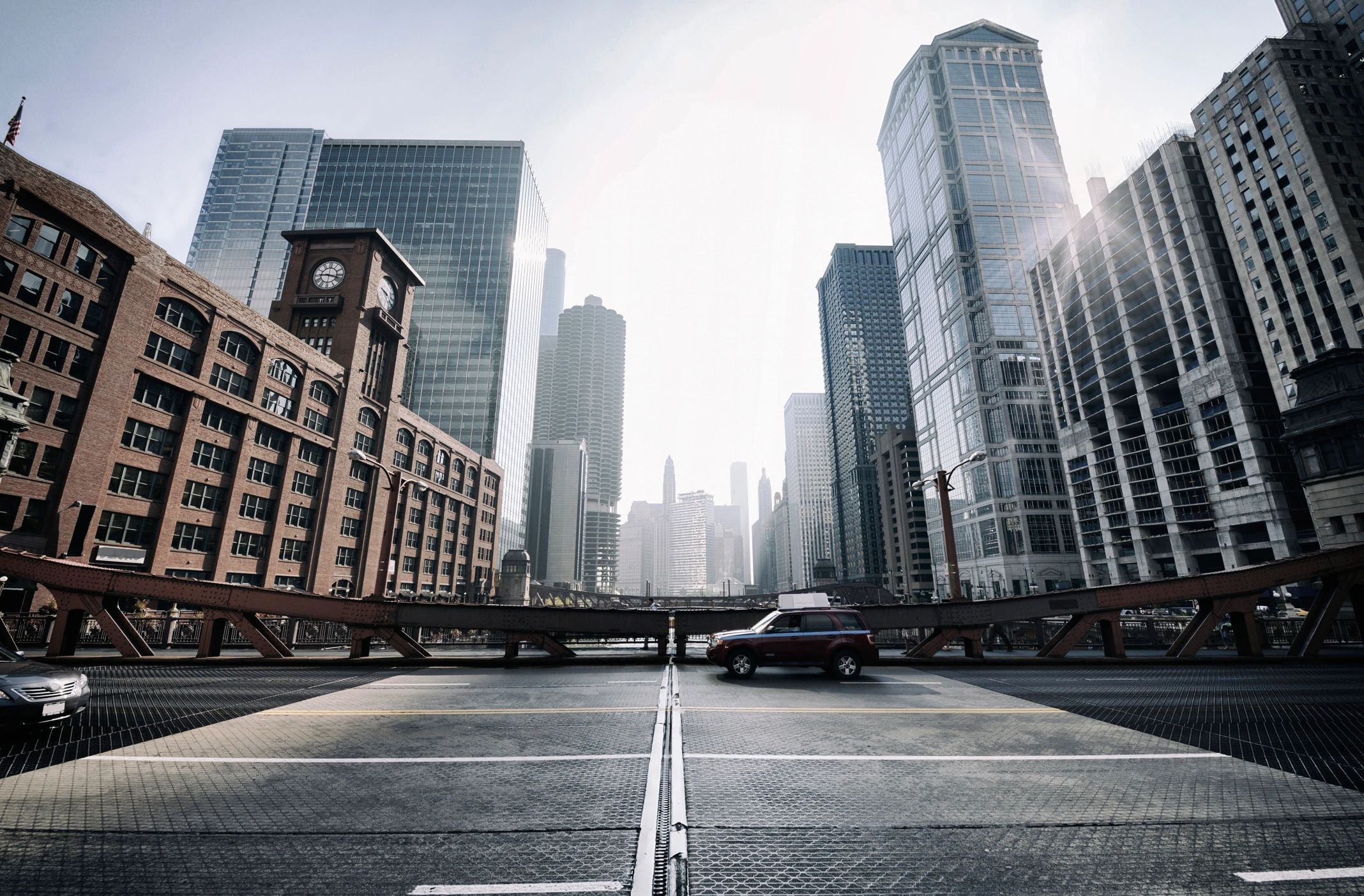 Chicago cityscape with bridge and skyline