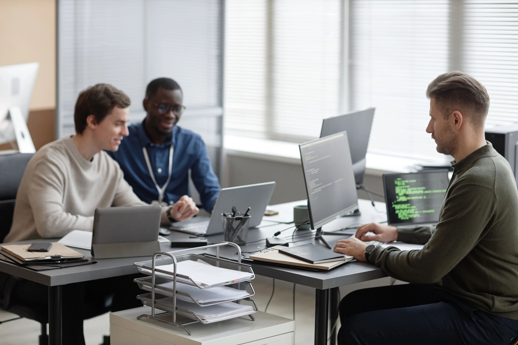 Technology team working in a modern office