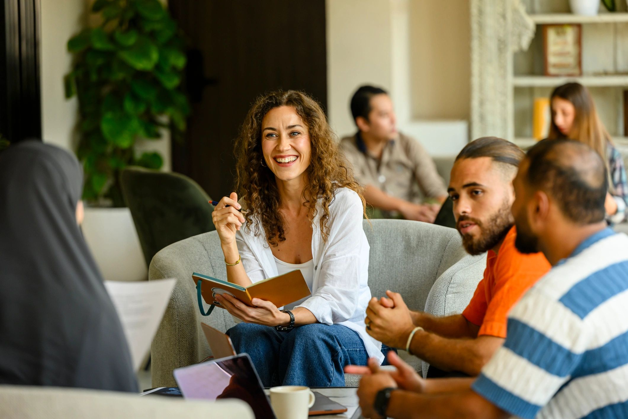 Startup team collaborating in a modern office